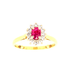 Pre Owned 18ct Ruby and Diamond Cluster Ring ZV52